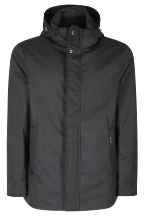 Moorer Black Petrini Technical Memory Fabric Hooded Jacket