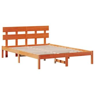Berkfield Home Bed Frame with Headboard Wax Brown 140x200 cm Solid Wood Pine