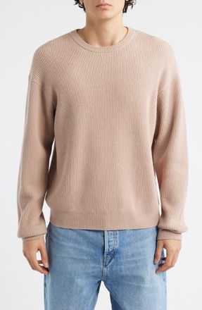 Frame Denim Crewneck Wool & Silk Rib Sweater in Light Mauve at Nordstrom, Size Xx-Large