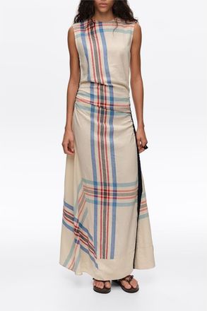 Bimba & Lola Linen Striped Sleeveless Dress With Overlay Strap in Ivory at Nordstrom, Size Xx-Small