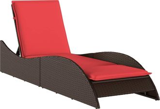 vidaXL Vidaxl Lettino Prendisole Con Cuscino Marrone 60x205x73 Cm In Polyrattan
