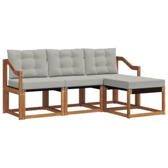 vidaXL Conjunto De Sof&aacute;s De Exterior 4 Pcs Gris Natural Y Claro Vidaxl