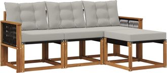 vidaXL Conjunto De Sof&aacute;s De Exterior 4 Uds. Natural Y Gris Claro Vidaxl