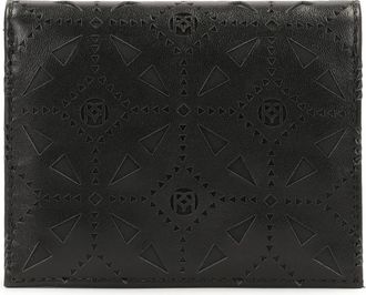 Kazar Compact open lederen portemonnee met open structuur - Dames - Portefeuilles - Zwart - ONE Size - Leer - Accessoires