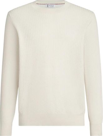 Brunello Cucinelli Cotton Textured Rib Lightweight Sweater
