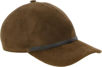 Brunello Cucinelli Suede with Monile Band Baseball Cap - Brown