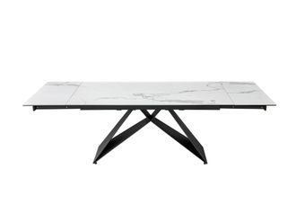 Pondecor Interiorismo Mesa de comedor extensible LUCCA en cristal templado y porcel&aacute;nico