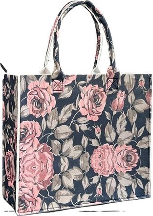 Generic JBJYGSG Felt Storage Bag Felt Bag, Retro Large Capacity Tote Bag Rose Jacquard Large Handbag Shoulder Bag Shopping Bag For Women(Pink)