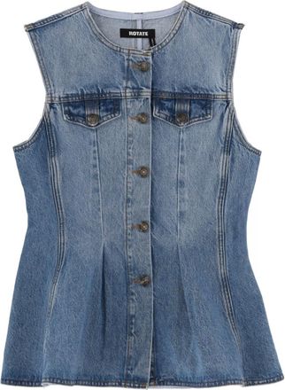 Rotate Denim Solid Round Neck Top