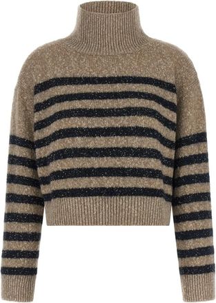 Brunello Cucinelli Trui met col - Dames - Coltruien - Veelkleurig - M - Wol - Truien & Vesten