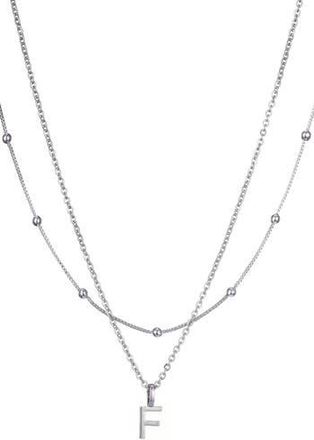 Adornia Initial Pendant Layered Chain Necklace in Silver-F at Nordstrom Rack