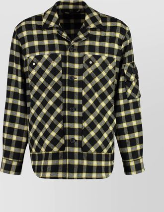 Versace checkered wool blend overshirt