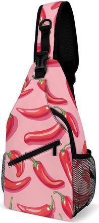 Generic Pepper Pattern Mens Shoulder Bags Sling Crossbody Backpack Travel Hiking Chest Bag with Small Side 38x20cm