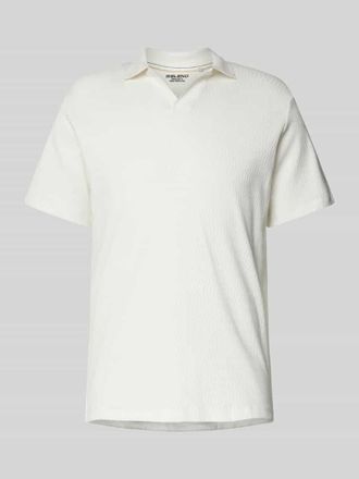 Blend Slim Fit Poloshirt mit Strukturmuster in Weiss, Gr&ouml;&szlig;e XL
