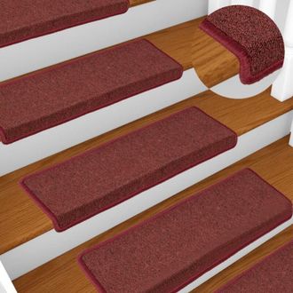 vidaXL vidaXL Tappetini per scale 15 pz 65x21x4 cm Bordeaux bordo rettangolare