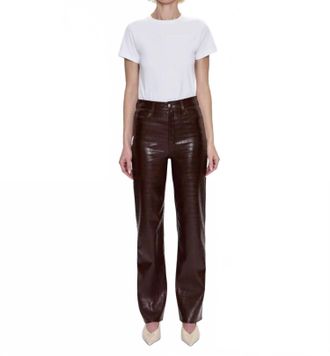 Pistola Denim Cassie High Rise Straight Pants In Brown Croc