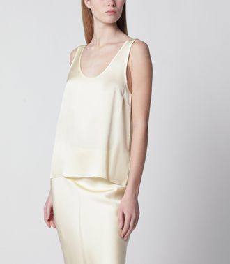 Anine Bing Lea top in butter-colored silk