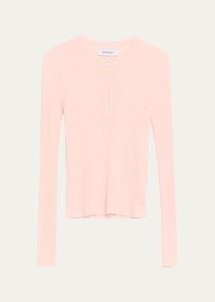 SPRWMN Ribbed-Knit Cashmere Henley Top