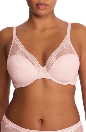 Natori Love Lace Back Smoothing Underwire T-Shirt Bra in Pink Pearl/warm White at Nordstrom, Size 32Ddd