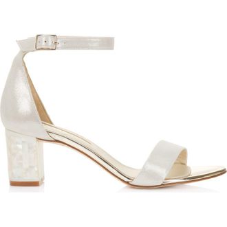 Freya Rose Martene Midi Ankle Strap Pearl Heel Sandal in Champagne at Nordstrom, Size 41