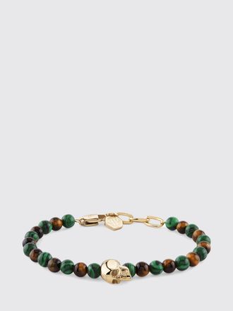 Philipp Plein Bracciale Skull in ottone cromato con pietre e logo Hexagon