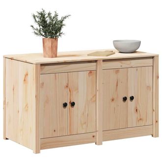 Berkfield Home Outdoor Kitchen Cabinet 106x55x64 cm Solid Wood Pine in Light Tan | Size: 106 x 55 x 64 cm