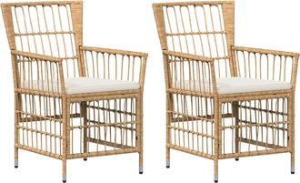 vidaXL Sillas De Jard&iacute;n 2 Uds. Natural Vidaxl