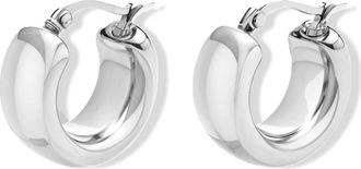 BEN ONI Polished Bold Huggie Hoops in Silver at Nordstrom