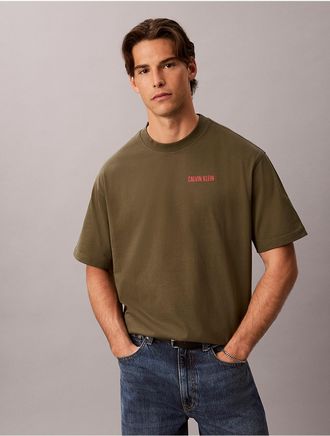 Calvin Klein Jeans Calvin Klein Mens Calvins Or Nothing Graphic Relaxed T-Shirt - Green - 2XL