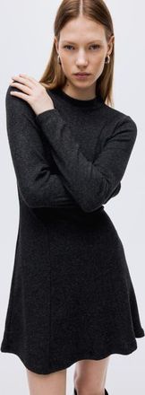 H&M Knitted Mini Dress in Dark Gray Melange at Nordstrom, Size Xx-Large