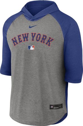 Nike New York Mets Authentic Collection Flux Nike Mens Dri-FIT MLB 3/4-Sleeve Hooded T-Shirt in Blue | 04HI005PNME-LQZ