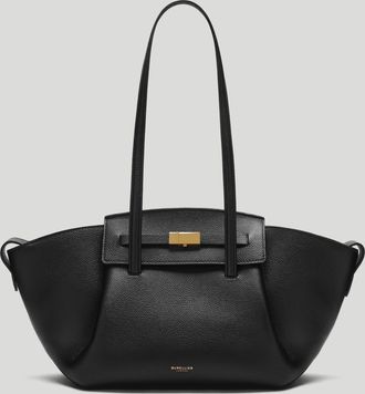 DeMellier The Midi Brooklyn in Black Small Grain Leather Shoulder bag