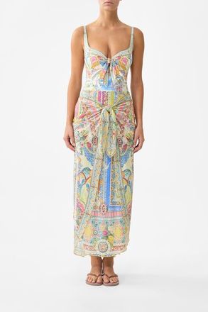 Camilla Layered Long Sarong Skirt W Tie Front in Nav&agrave;s Nouveau at Nordstrom, Size Small