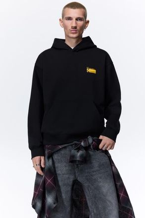 H&M Loose-fit printed hoodie in Black/kodak at Nordstrom, Size Xx-Large