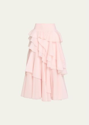 Aje Villa Tiered Ruffle Maxi Skirt