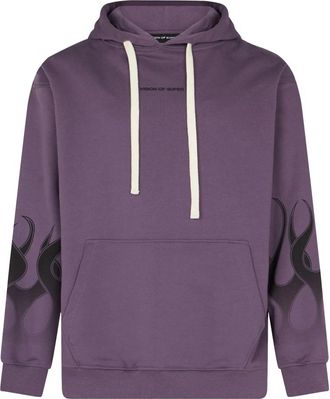 Vision Of Super Flames Lichtgewicht Hoodie Paars/Zwart - Heren - Hoodies - Paars - L - Katoen - Hoodies & sweatvesten