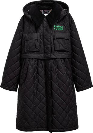 Ganni Quilted Peplum Shell Coat - Black - 16 (UK16 / XL)