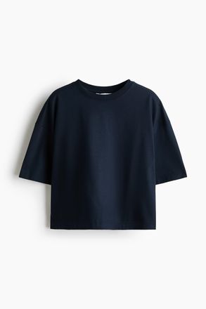H&M Kastiges T-Shirt - Marineblau