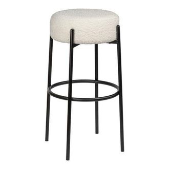 Jonathan Y Designs Paola Modern Minimalist Round Backless Metal Cushioned Stool in White at Nordstrom