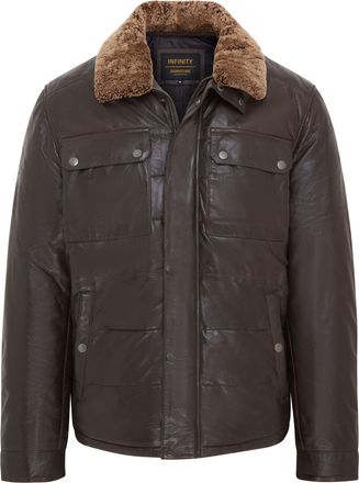 Infinity Leather Mens Leather Puffer Quilted Jacket - Farsund