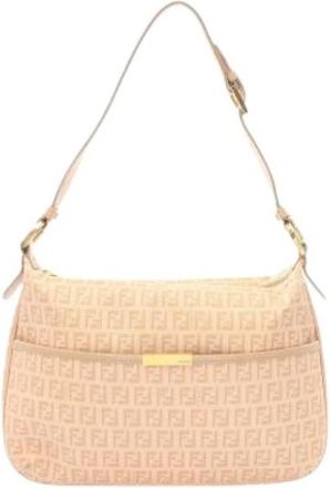 Fendi Pre-owned Canvas Vintage Schoudertas - Dames - Vintage Schoudertas - Beige - ONE Size - Vintage