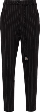 Patrizia Pepe ruched-detailed pinstriped trousers - women - Polyester/Viscose/Elastane - 44 - Black