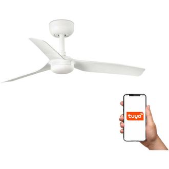 Faro Barcelona Faro Mini Punt Sistema Inteligente Tuya Peque&ntilde;o De 3 Aspas En Blanco Mate