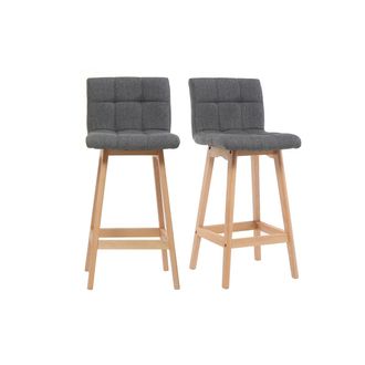 Miliboo Miliboo - Taburete De Bar Madera Y Gris Oscuro 65cm Lote De 2 Klaris