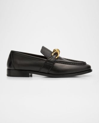 Bottega Veneta Men & apos;s Astaire Metallic Knot Napa Loafers