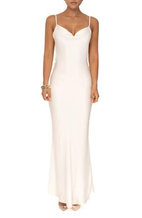 JLUXLABEL Down the Aisle Open Back Satin Gown in White at Nordstrom, Size X-Large