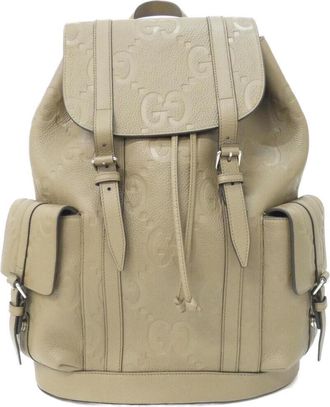 Gucci Beige Brown Brown Gg Leather Backpack (Pre-Owned)
