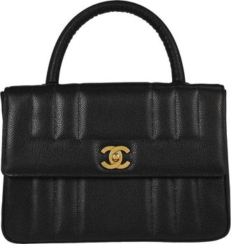 Chanel Vintage Top Handle Vertical Quilt Caviar Black Leather Handbag (Pre-Owned)