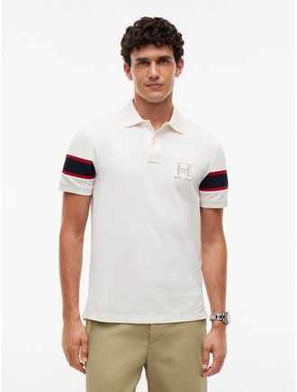 Tommy Hilfiger Mens Regular Fit Embroidered H-Logo Polo - Ivory Petal - XXL