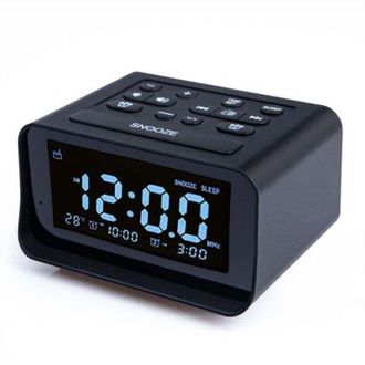OEM Radio Despertador Digital Con Cargador Usb Doble Para Dormitorio, Volumen Y Brillo De Alarma Ajustables (negro) -crezuo